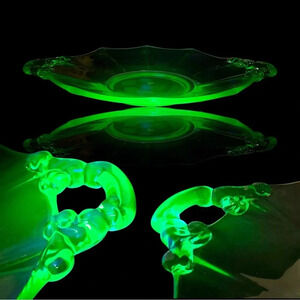 Vintage Uranium Glass Decagon Platter